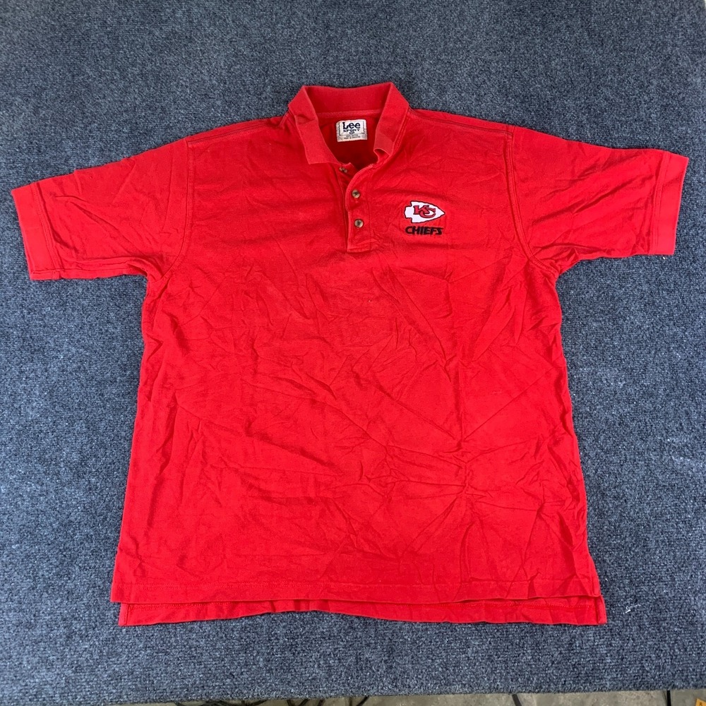 Lee Sport Kansas City Chiefs Football NFL Polo Shirt Mens XL Red Logo Cotton